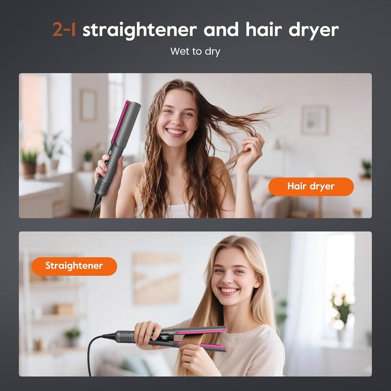 SLOPEHILL 2-in-1 Hair Straightener and Blow Dryer, Professional Flat Iron with High-Speed Airflow Technology for Straight, Smooth Hair - Image 4